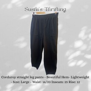 Black faux Corduroy Straight Leg Pants nwot